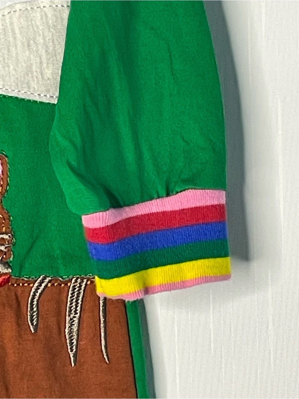 Green Kids Dress with Playful Cat Appliqués Crewneck LS 2Y - Picture 5 of 11